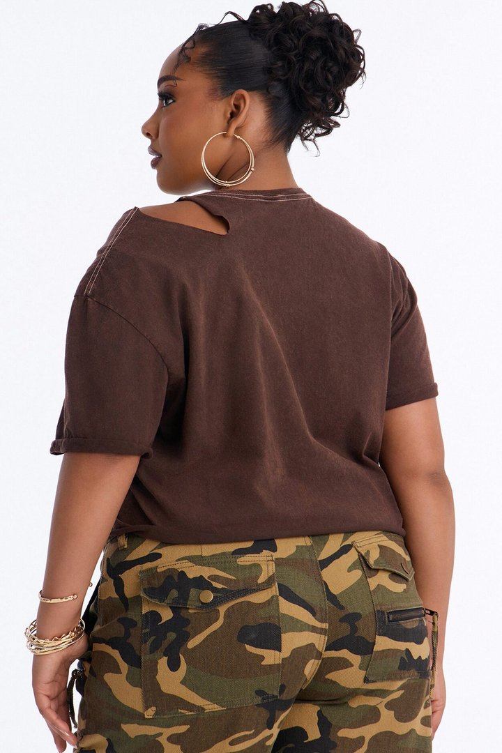 The Rolling Stones Americana Cut Out Crop Tee - Dark Brown