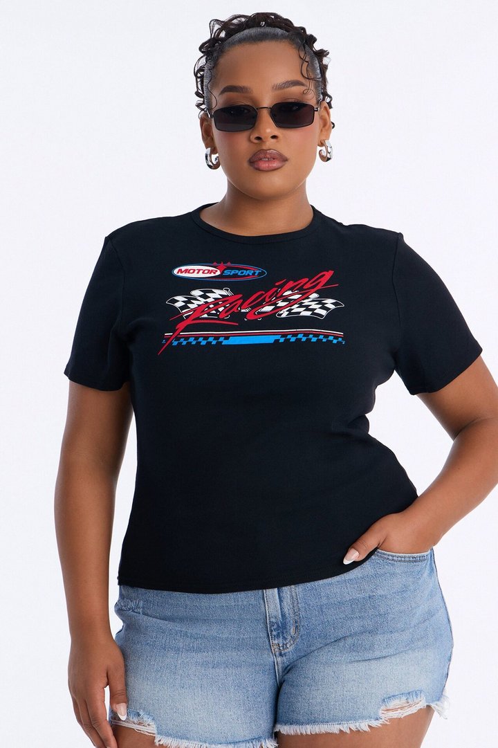 Racing Motors Fitted Baby Tee - Black