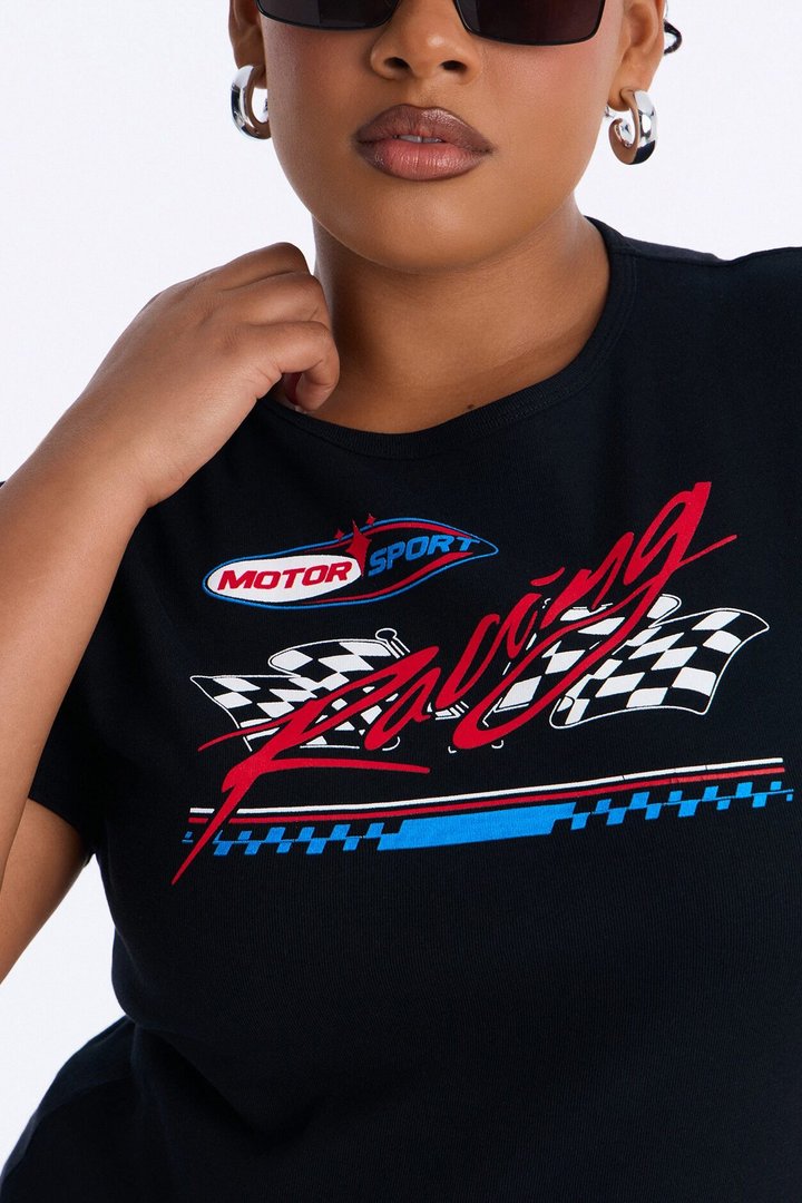 Racing Motors Fitted Baby Tee - Black