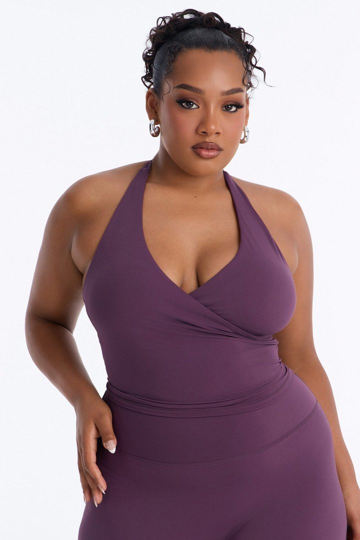Riley Active Surplice Pant Set - Plum