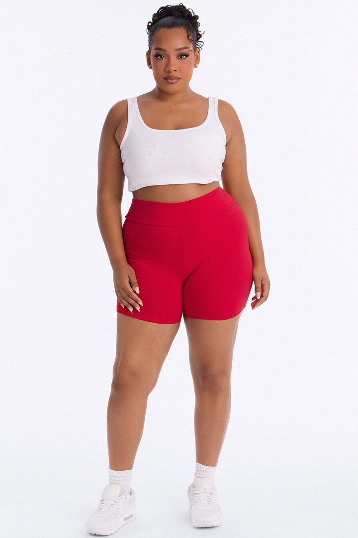 Quinn Mid Rise Everyday Cotton Biker Short 5″ - Red