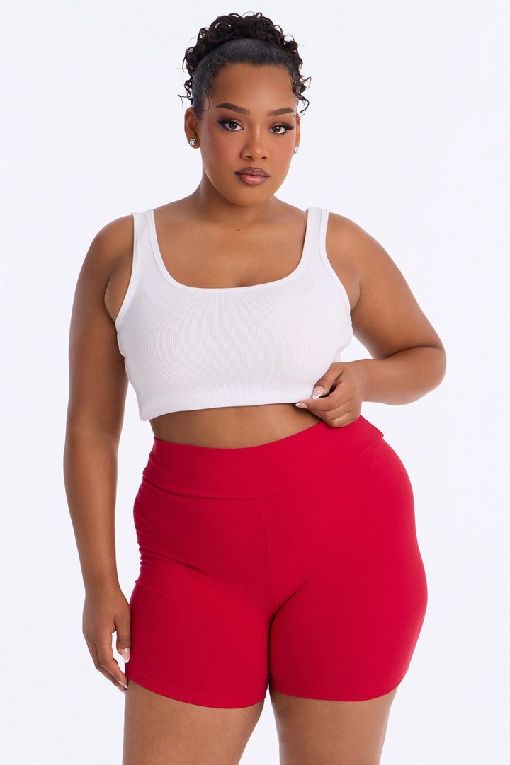 Quinn Mid Rise Everyday Cotton Biker Short 5″ - Red