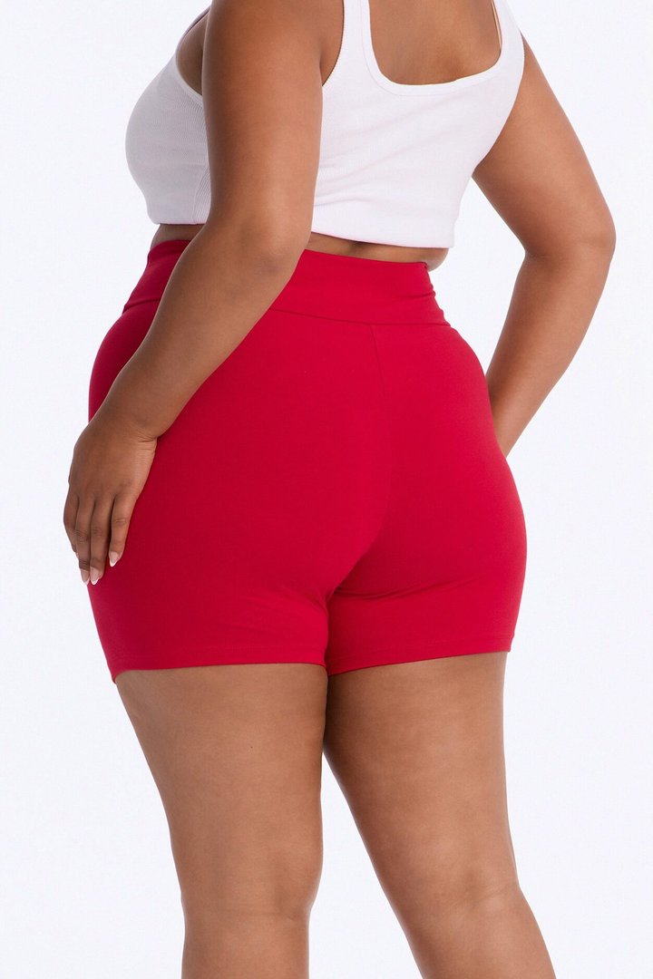 Quinn Mid Rise Everyday Cotton Biker Short 5″ - Red
