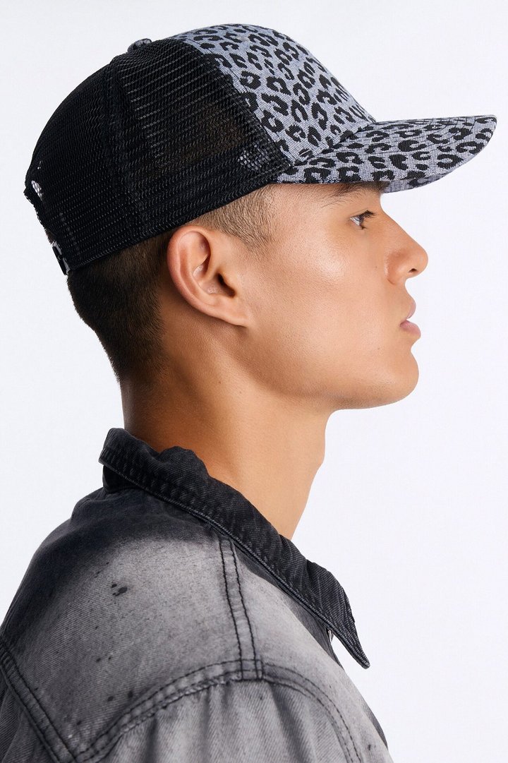 In The Wild Leopard Print Tapestry Snapback - Grey