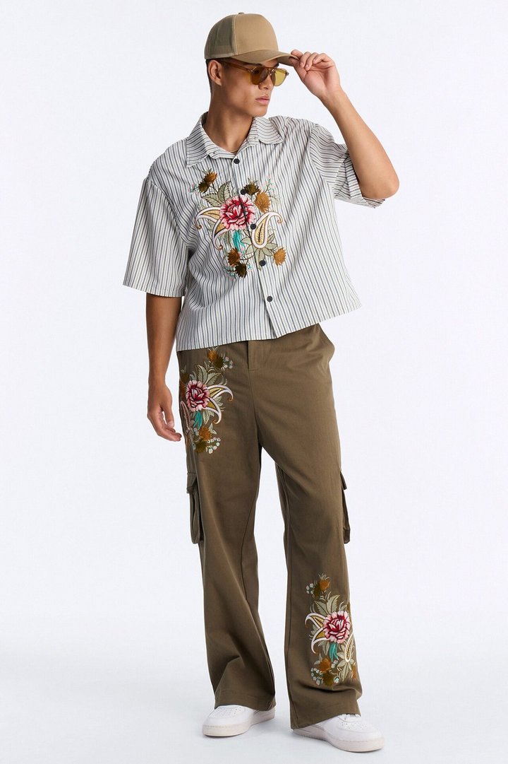 Bloomfall Paisley Button Up Shirt - Light Blue