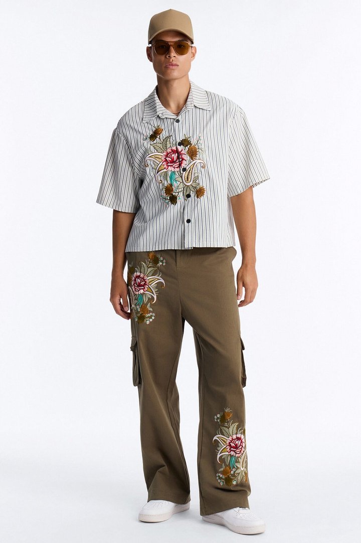 Baggy Bloomfall Paisley Cargo Pant - Olive/combo