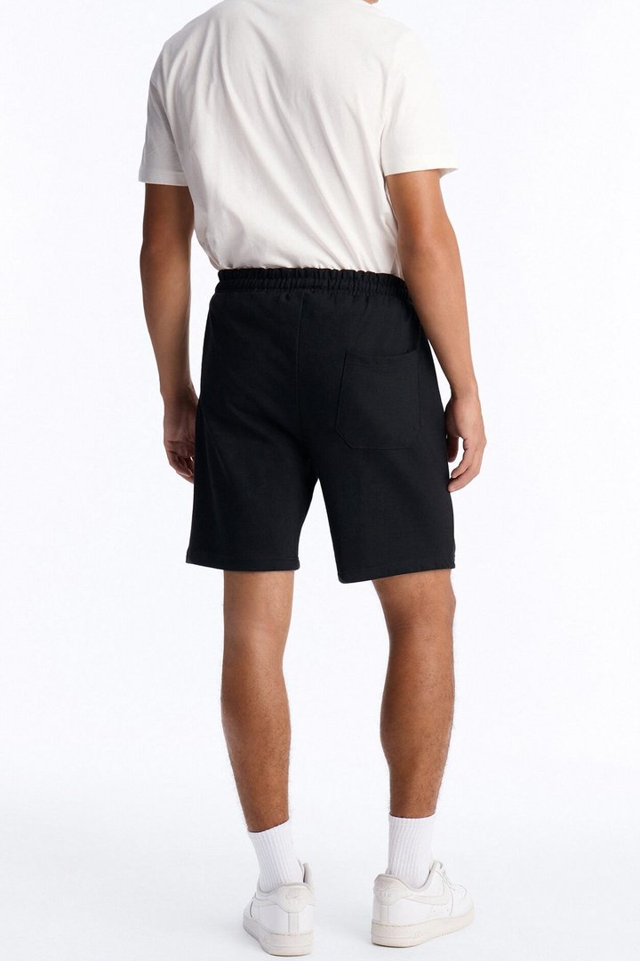 Paper Chaser Chain Stitch Embroidery Fleece Short - Black