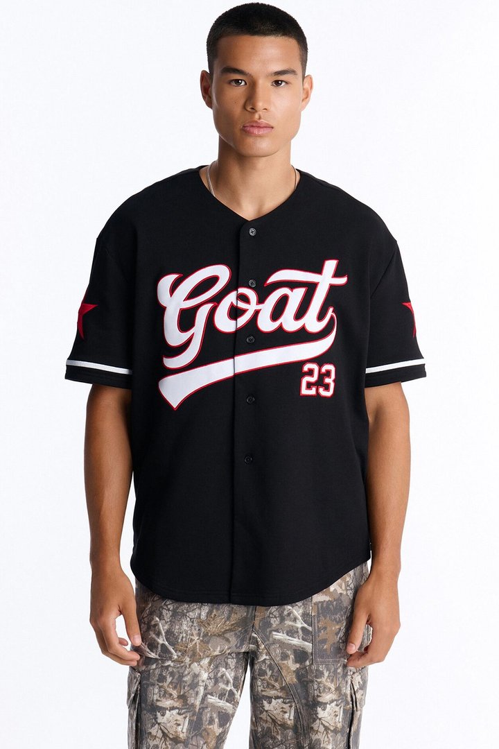 GOAT Patch Baseball Jersey - Black