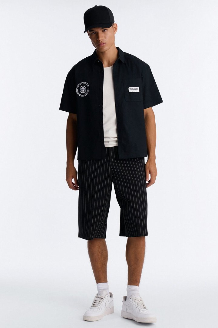 West Coast Choppers Embroidered Button Up Shirt - Black