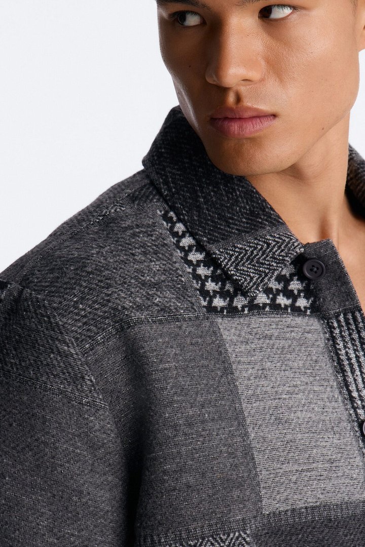 They're Satisfied Patch Relaxed Button Up Shirt - Grey