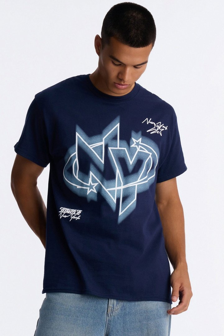NY Stars Oversized Short Sleeve Tee - Navy