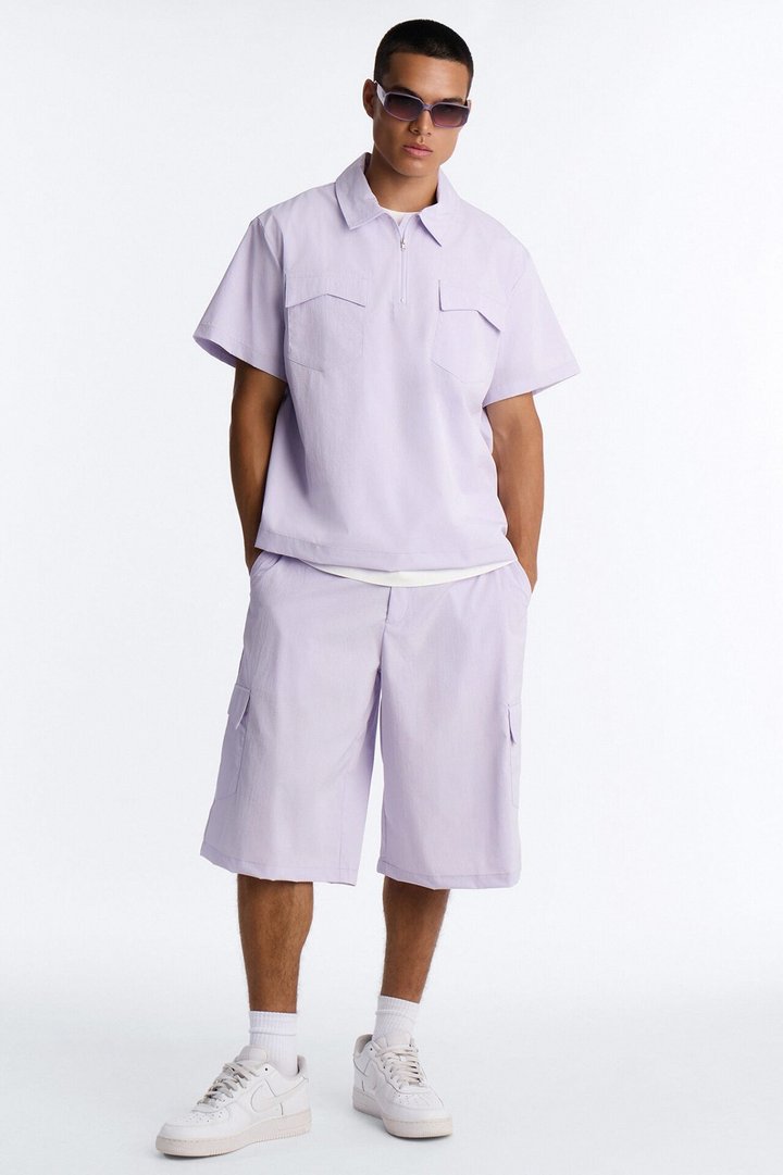 Gable Pocket Quarter Zip Polo - Purple