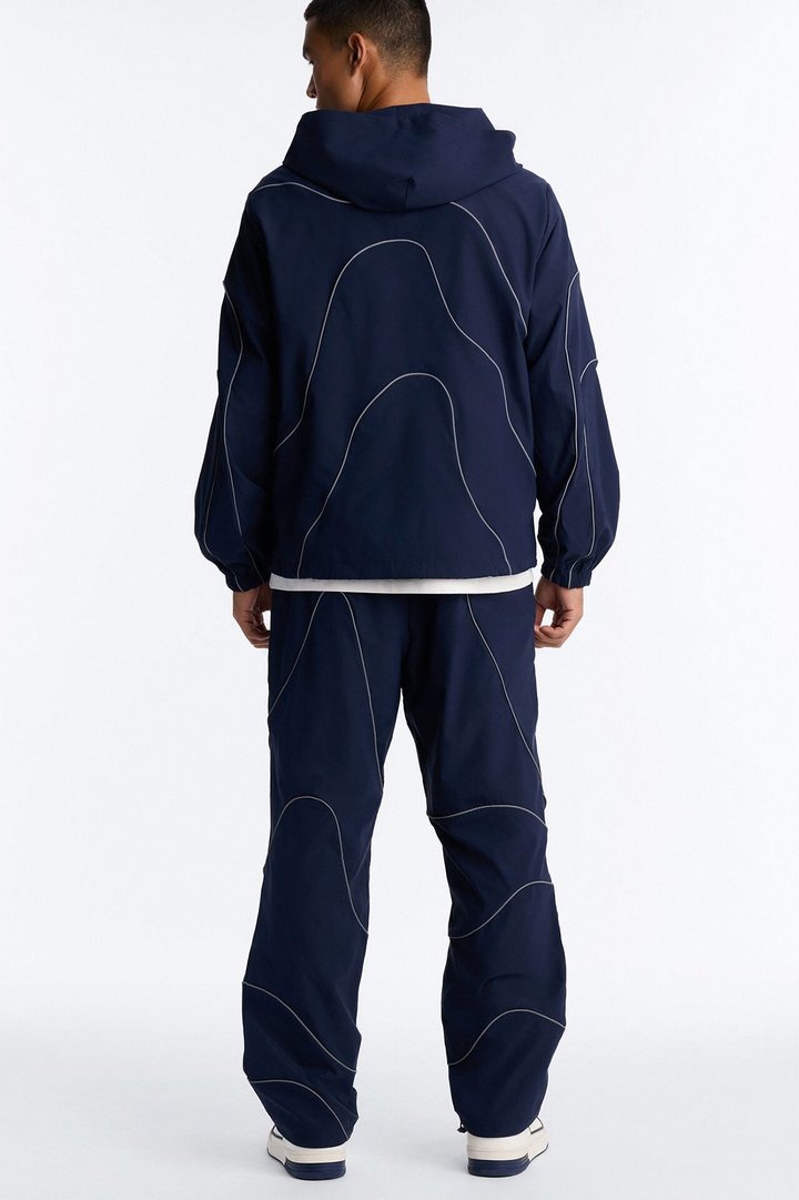 Straight Futuristic Mode Track Pant - Navy