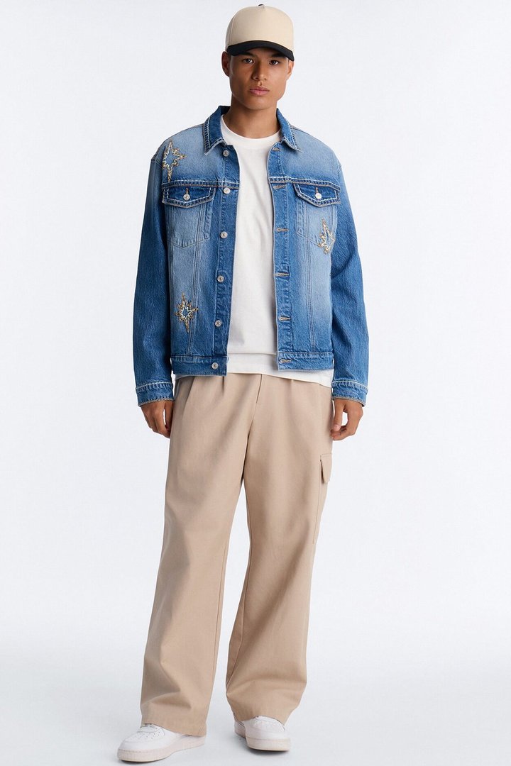 Heavy Stitch Astor Denim Trucker Jacket - Medium Blue Wash