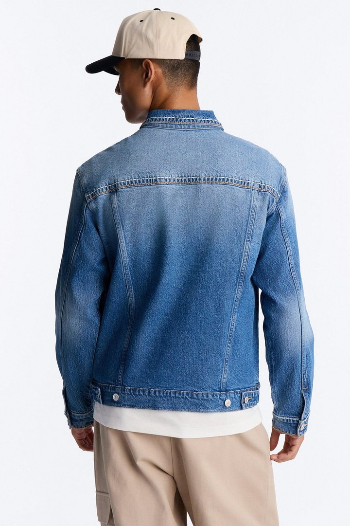 Heavy Stitch Astor Denim Trucker Jacket - Medium Blue Wash