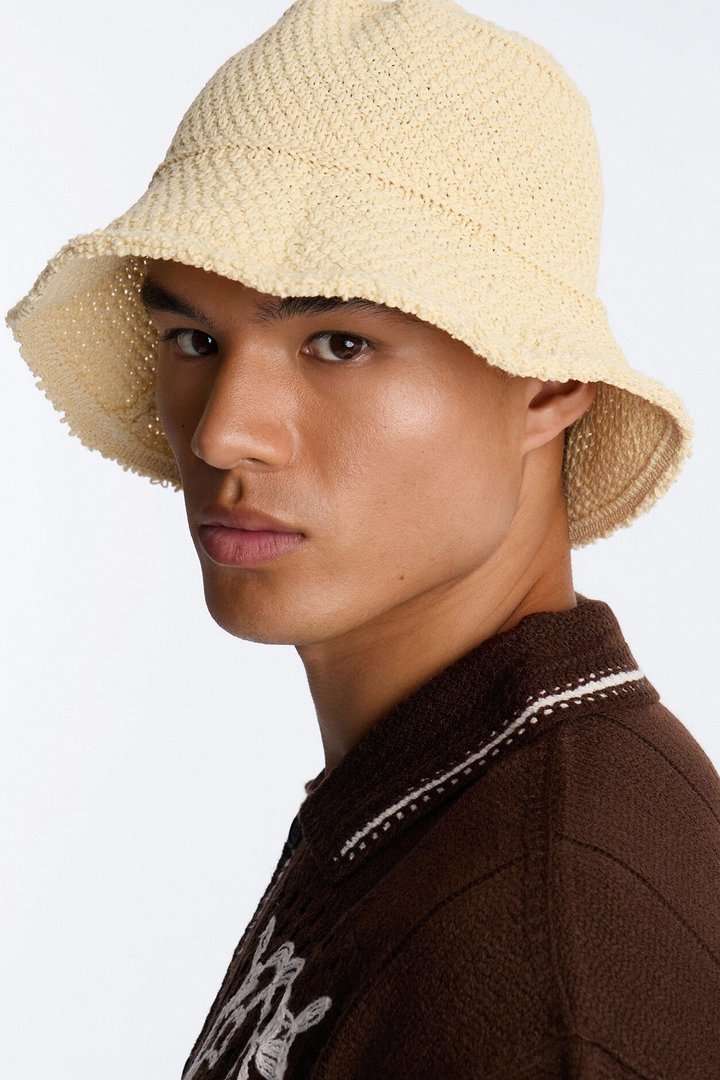Watching The Sunset Woven Bucket Hat - Cream