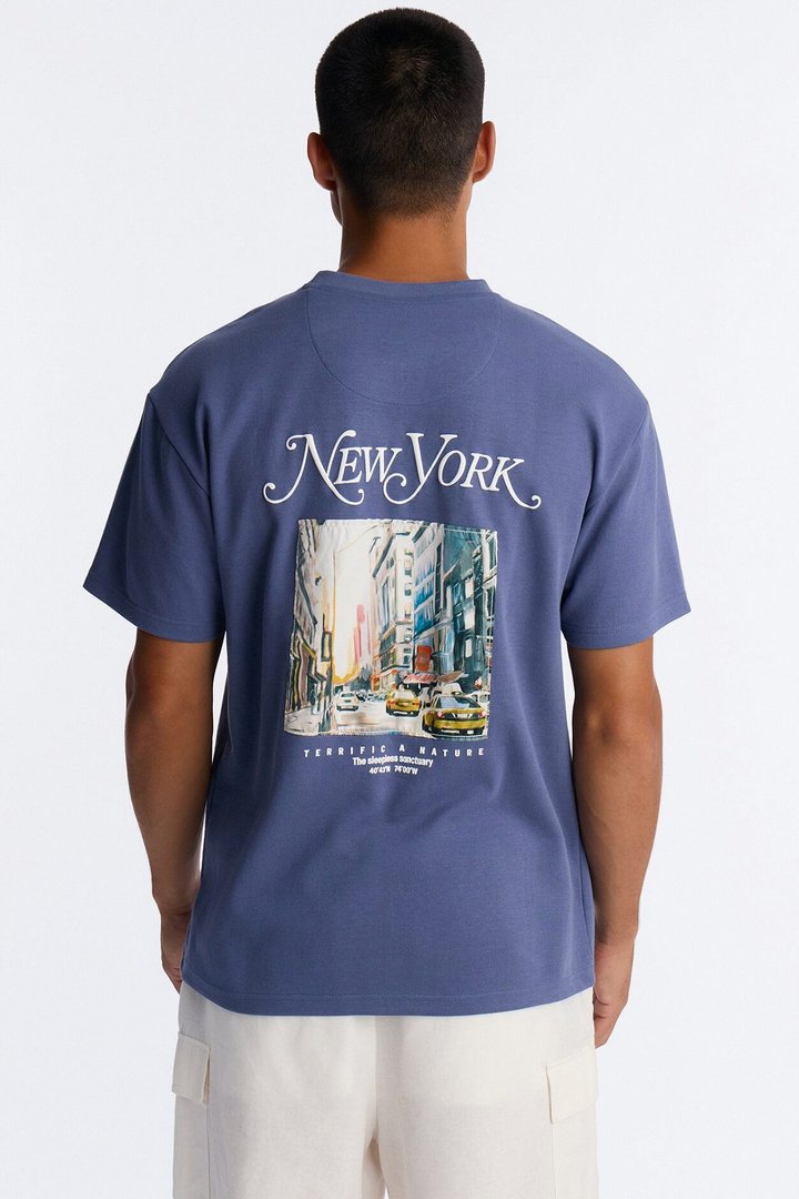 New York Sleepless Nostalgia Short Sleeve Tee - Blue