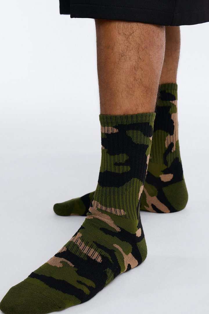 Stealth Mode Camo Crew Socks - Olive