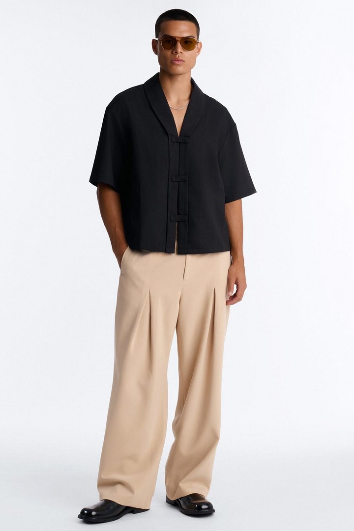 Ronan High Waisted Pleated Trousers - Tan