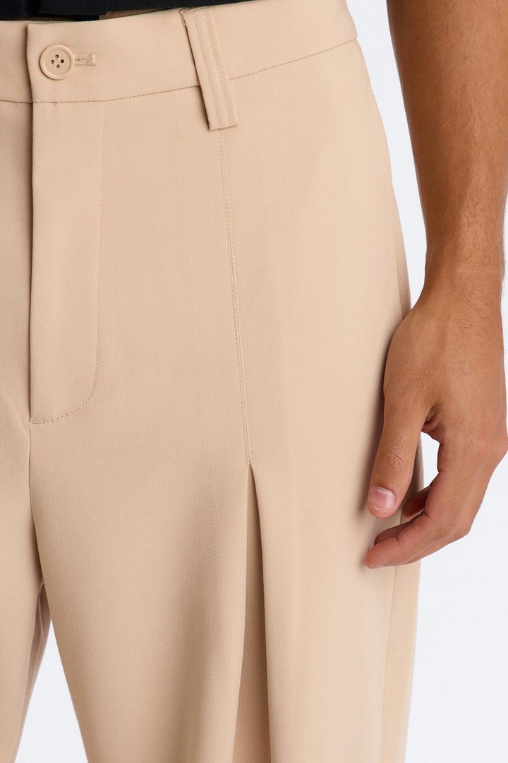 Ronan High Waisted Pleated Trousers - Tan