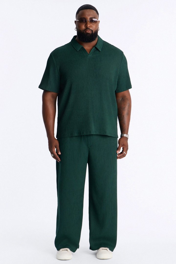 Pure Form Plisse Baggy Pant - Hunter Green
