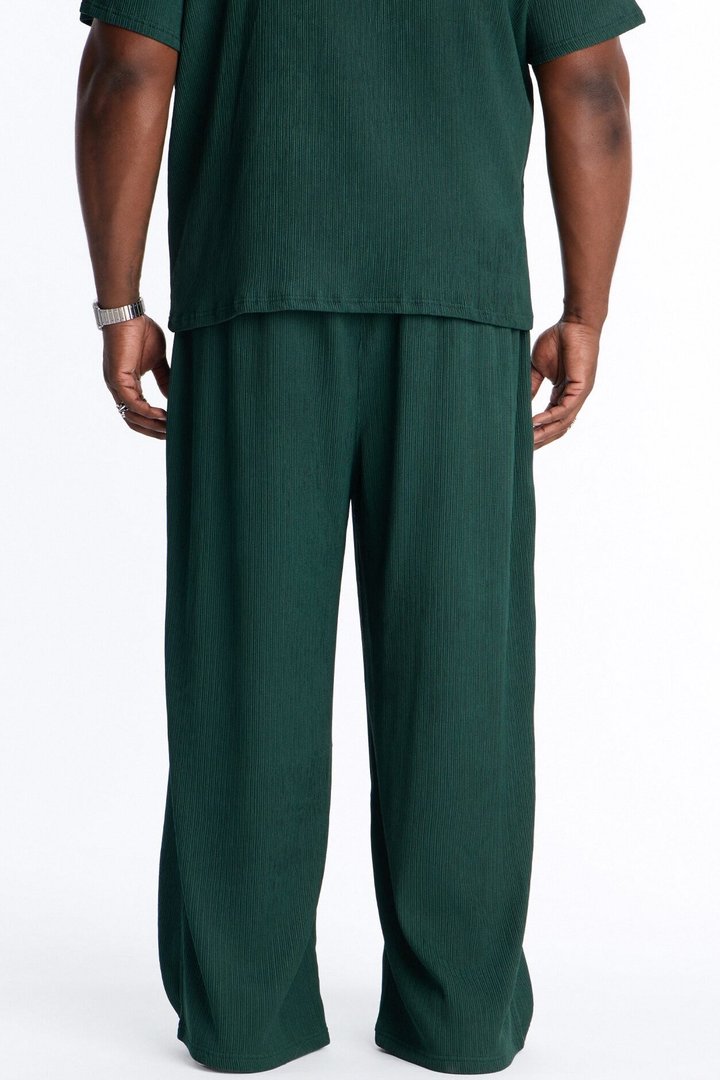 Pure Form Plisse Baggy Pant - Hunter Green