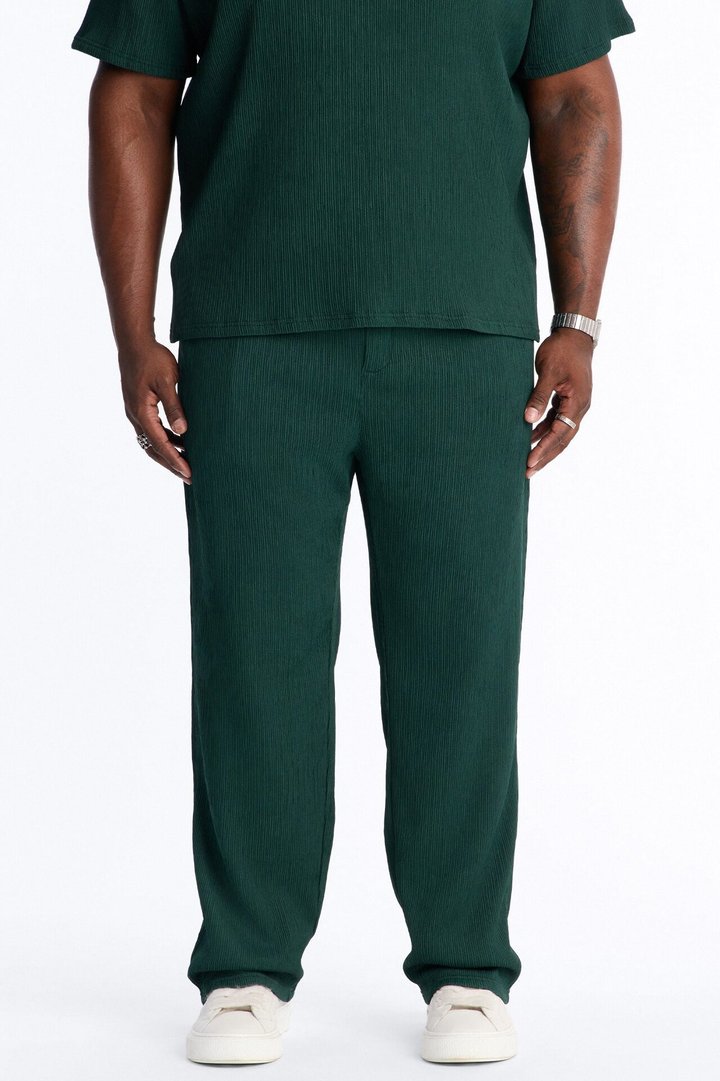 Pure Form Plisse Straight Leg Pant - Hunter Green