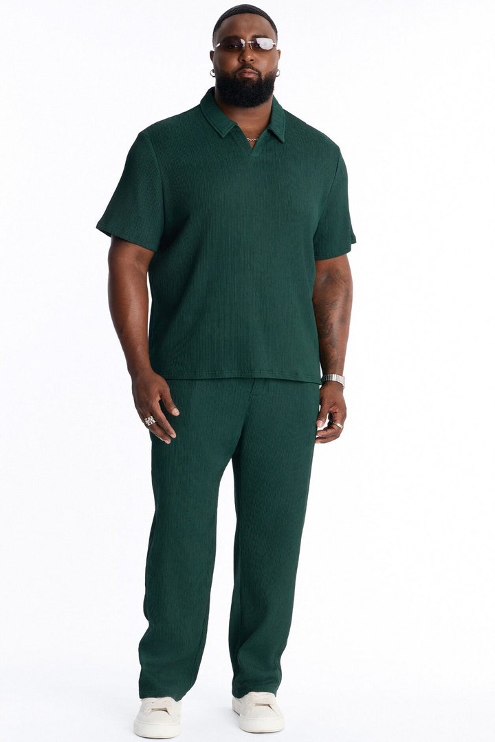 Pure Form Plisse Straight Leg Pant - Hunter Green