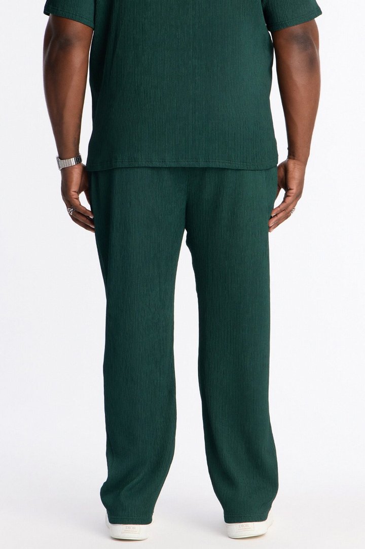 Pure Form Plisse Straight Leg Pant - Hunter Green