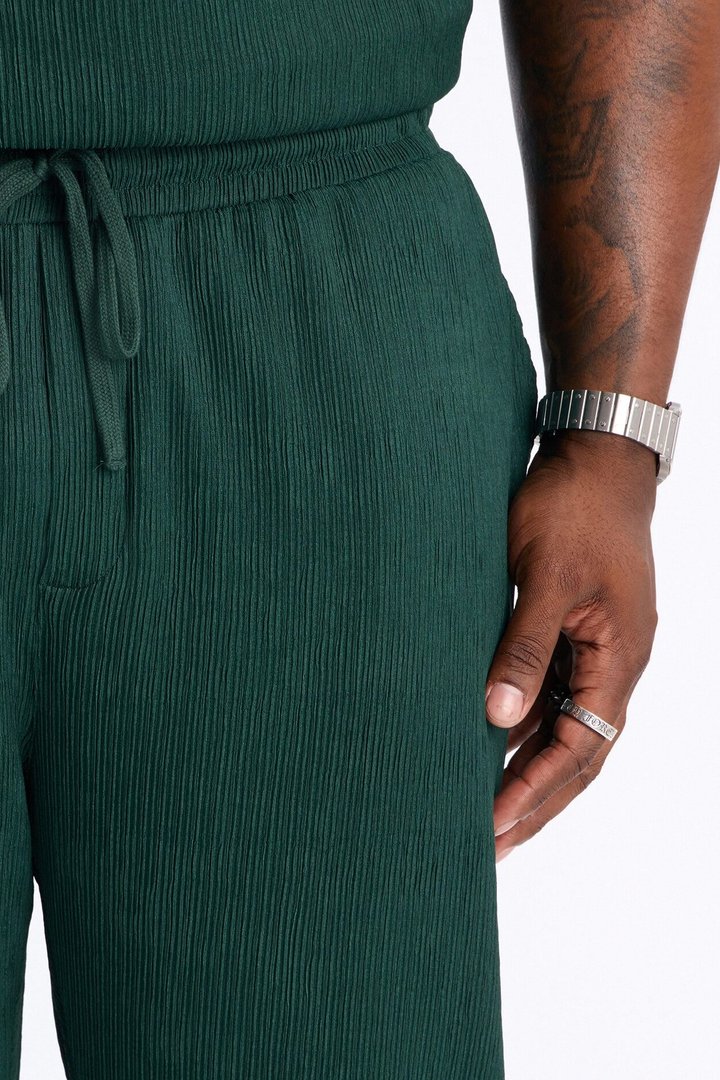Pure Form Plisse Straight Leg Pant - Hunter Green