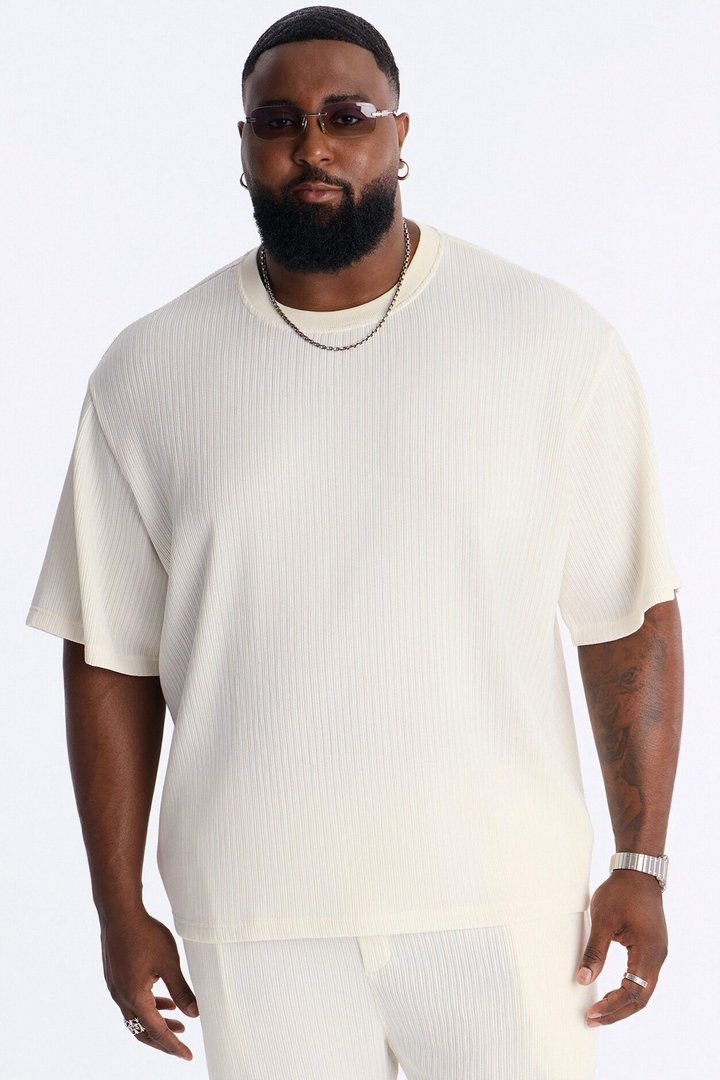 Pure Form Plisse Tee - Cream