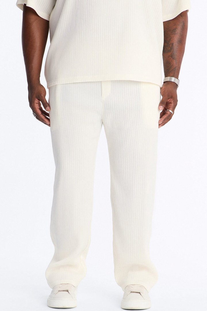 Pure Form Plisse Straight Leg Pant - Cream