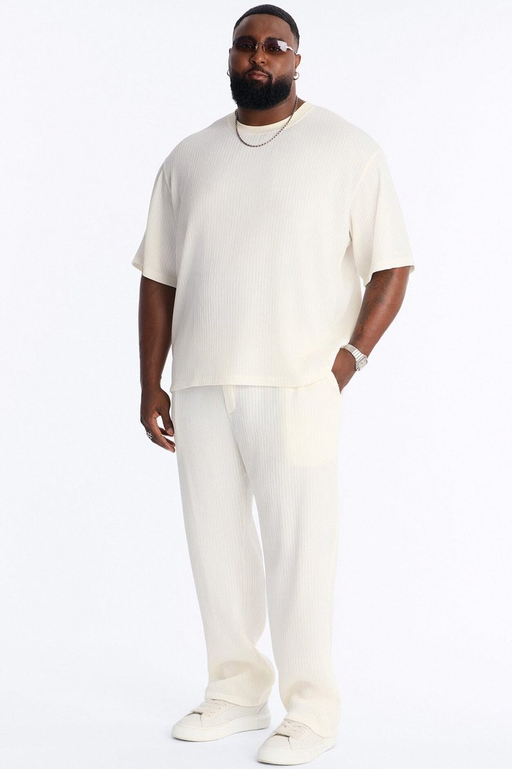 Pure Form Plisse Straight Leg Pant - Cream