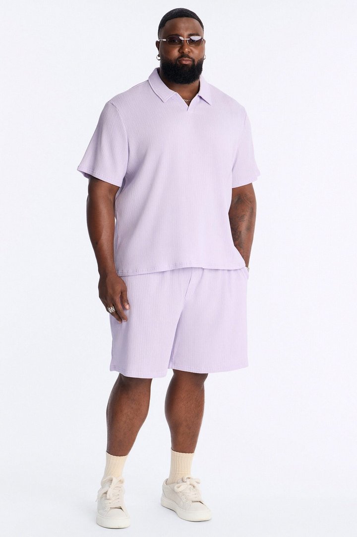 Pure Form Plisse Relaxed Short - Purple