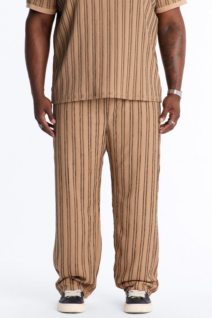 Etched Stripe Relaxed Pant - LightBrown