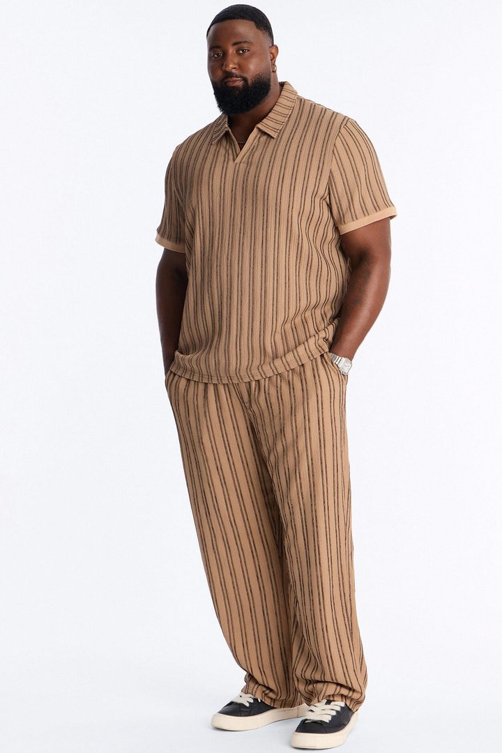 Etched Stripe Relaxed Pant - LightBrown