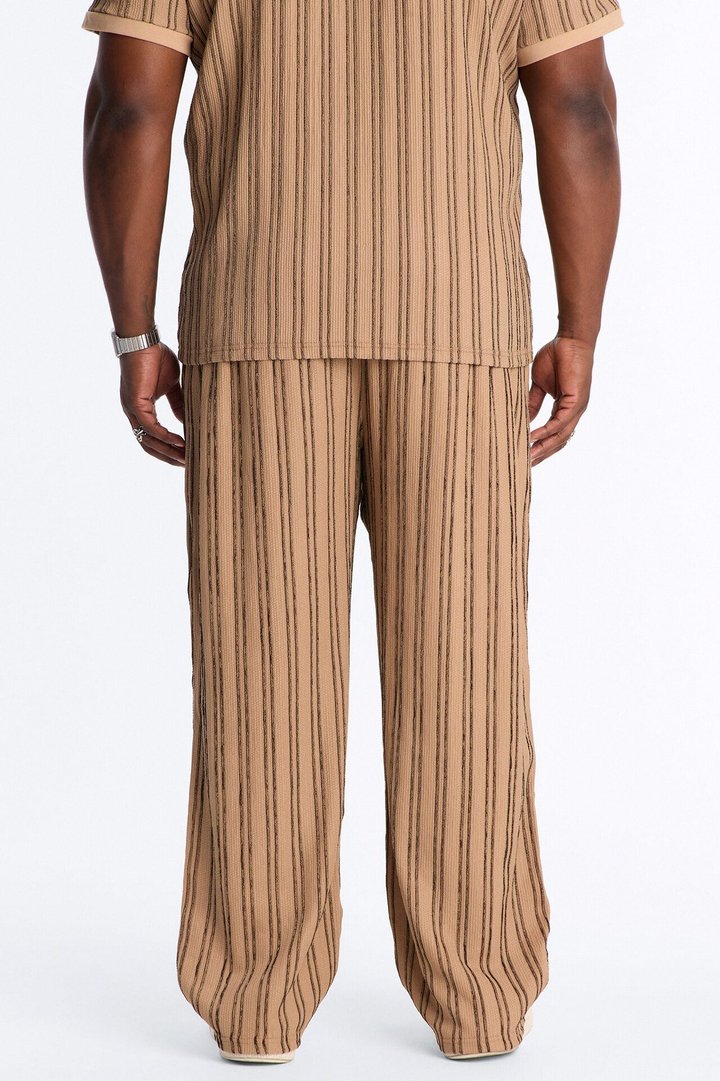 Etched Stripe Relaxed Pant - LightBrown