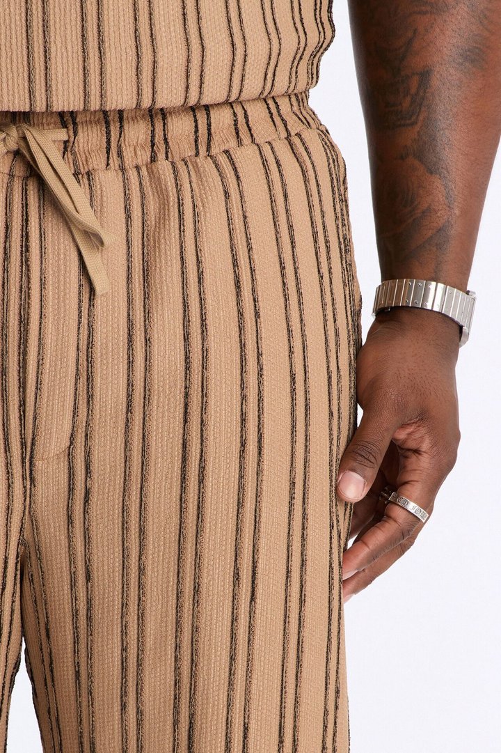 Etched Stripe Relaxed Pant - LightBrown