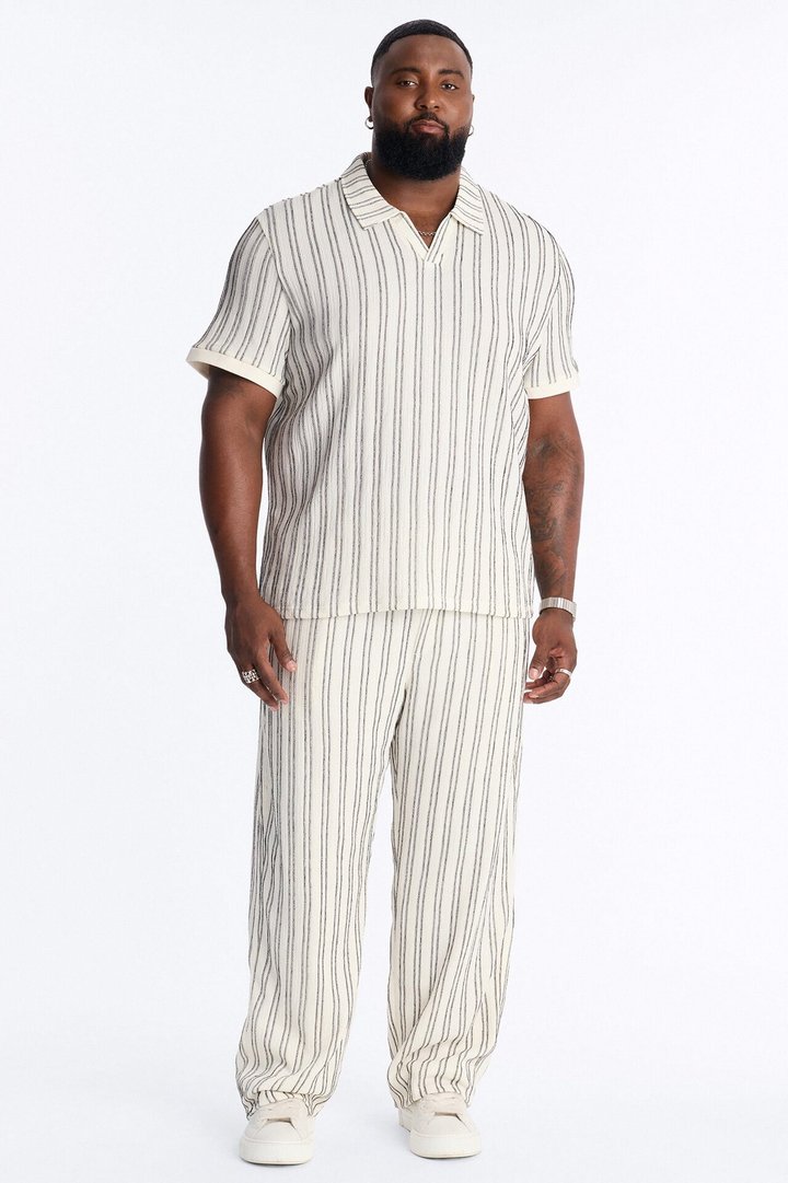 Etched Stripe Polo - White/combo