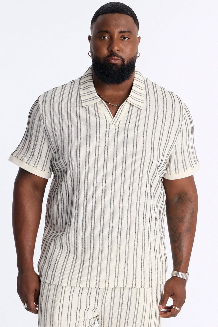 Etched Stripe Polo - White/combo