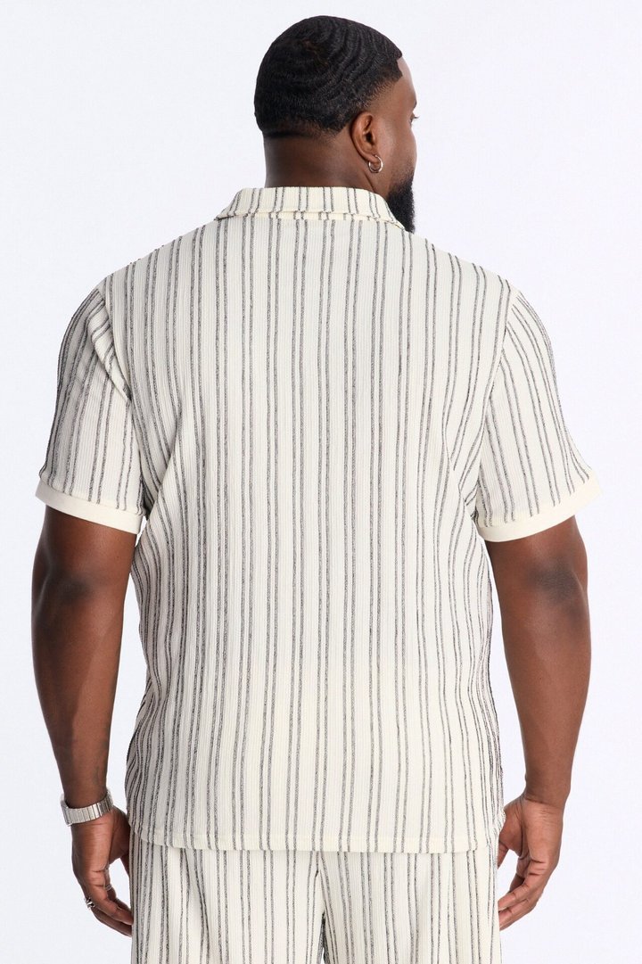 Etched Stripe Polo - White/combo