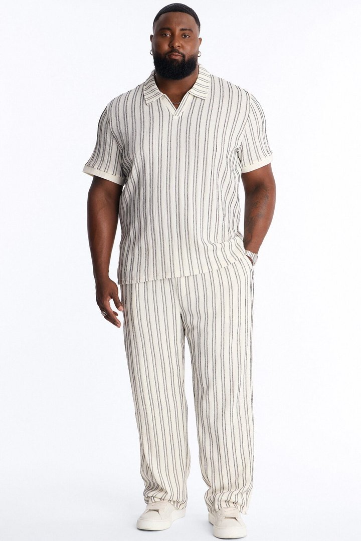 Etched Stripe Relaxed Pant - White/combo
