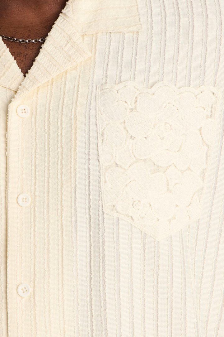 Sunday Social Cuban Collar Button Up Shirt - Cream