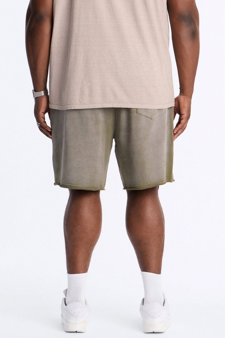 Boiler Washed Raw Hem Sweatshort - Khaki