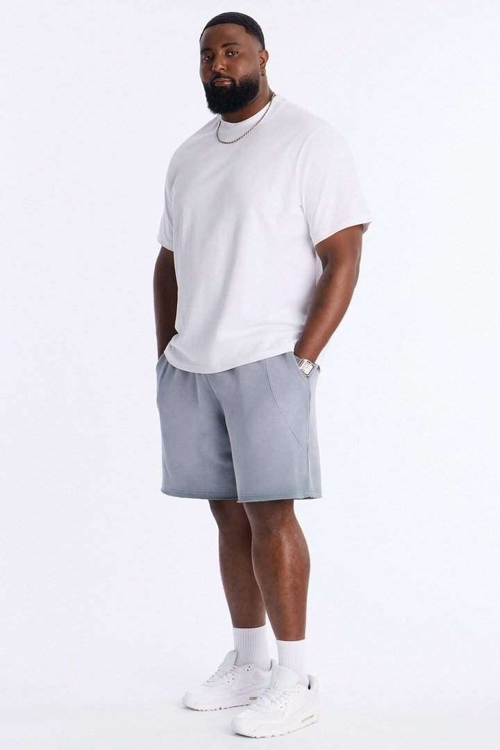 Boiler Washed Raw Hem Sweatshort - Slate Blue