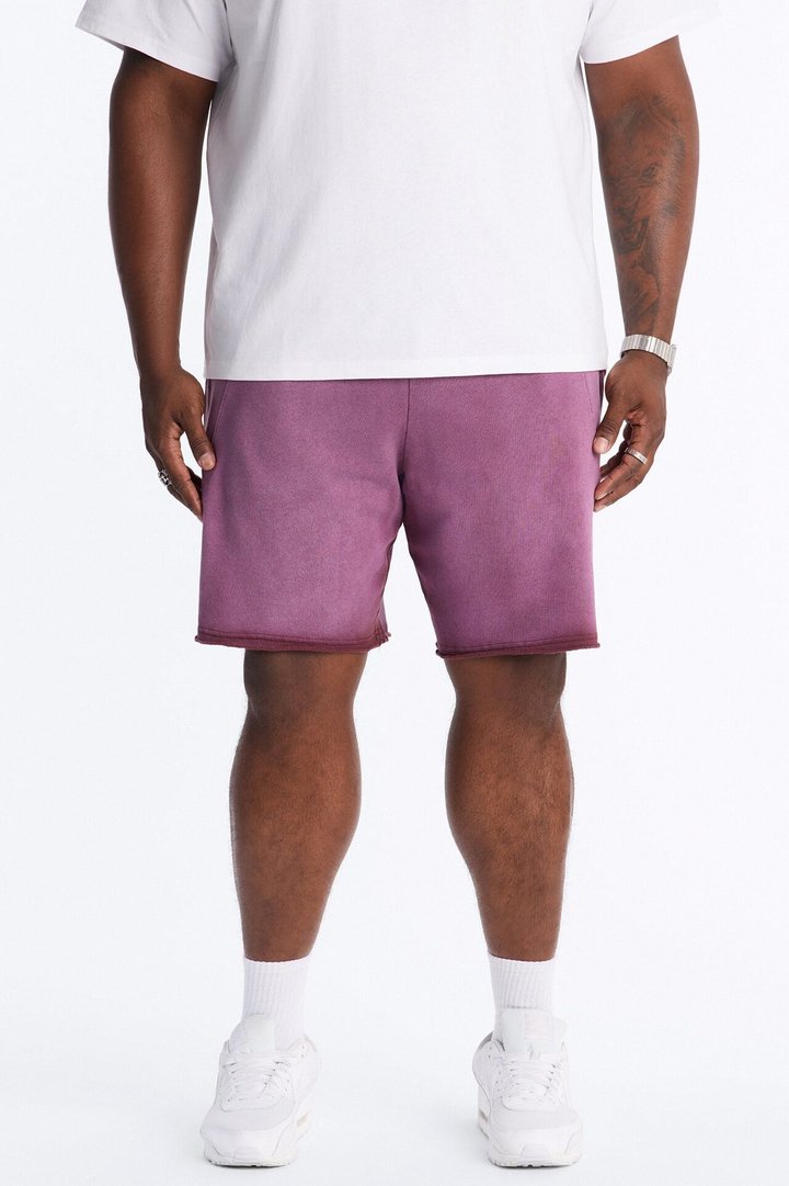 Boiler Washed Raw Hem Sweatshort - Plum