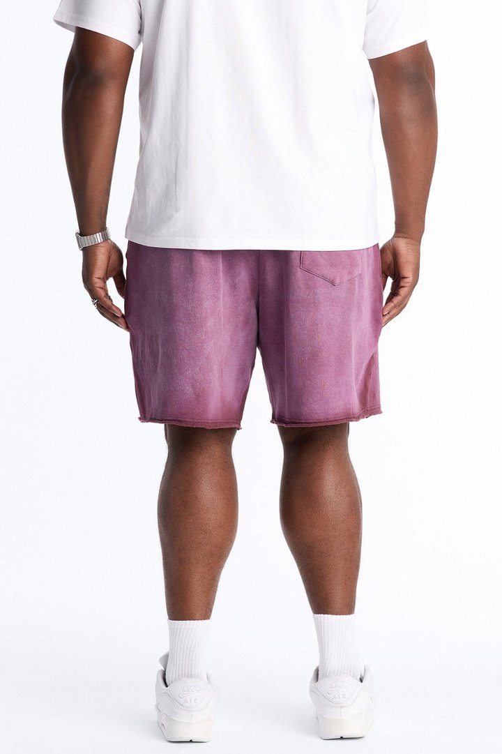 Boiler Washed Raw Hem Sweatshort - Plum