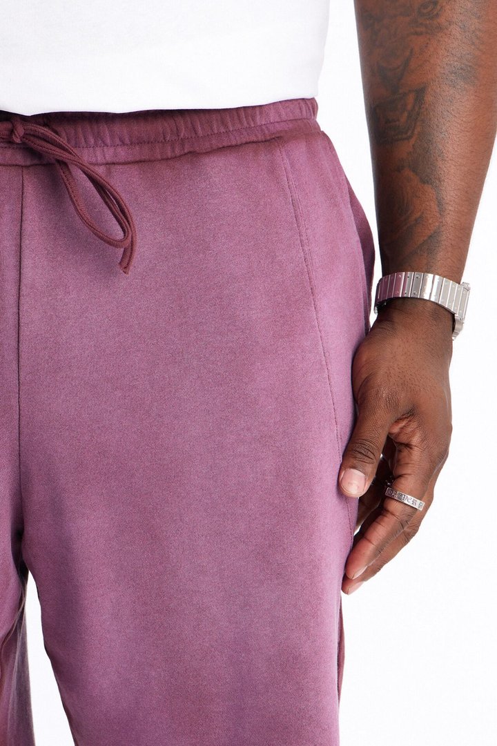 Boiler Washed Raw Hem Sweatshort - Plum