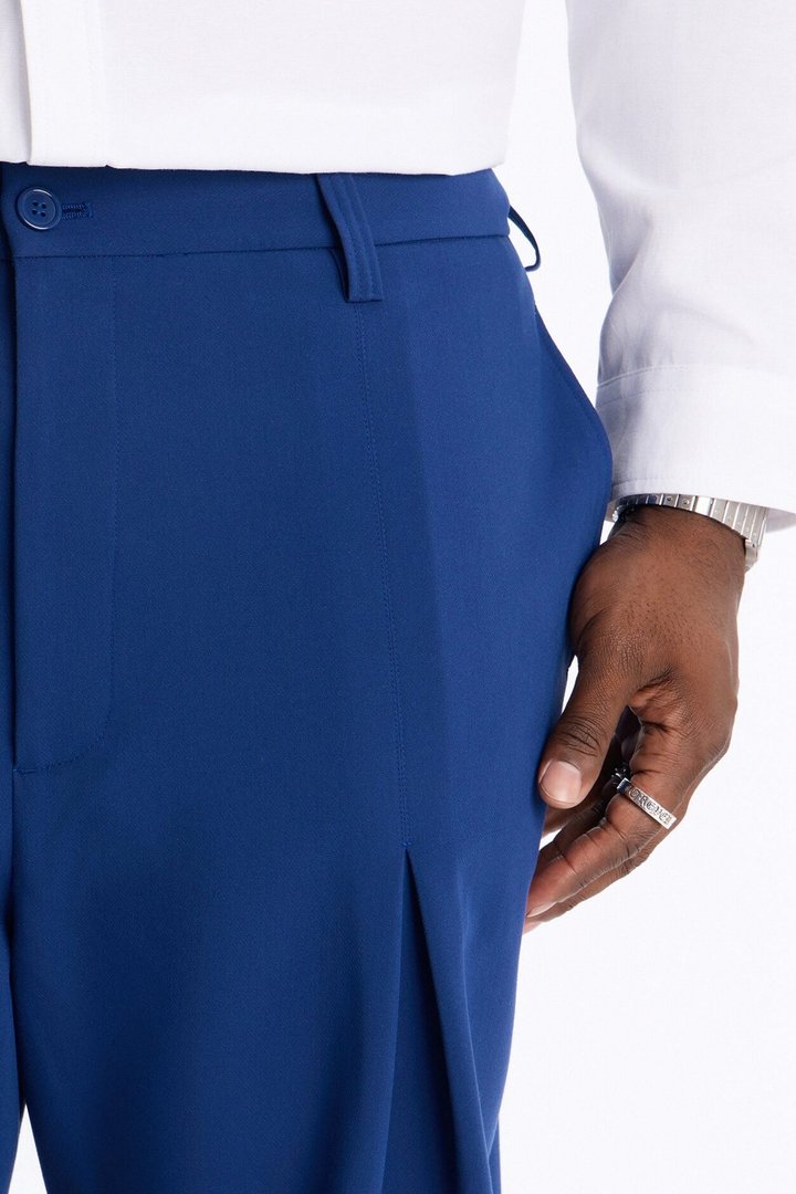 Ronan High Waisted Pleated Trousers - Navy
