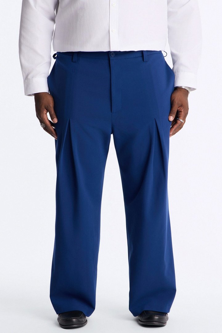Ronan High Waisted Pleated Trousers - Navy